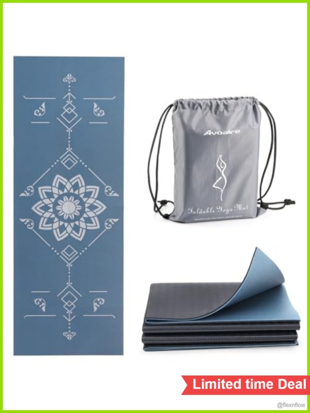 Folding Yoga Mat Eco-Friendly PVC Travel Mat Non-Slip with Bag for Home Workout